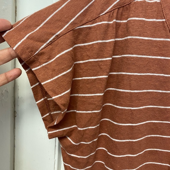 Old navy women’s XL Rust striped short sleeve henley t-shirt top with button pla - Picture 4 of 5